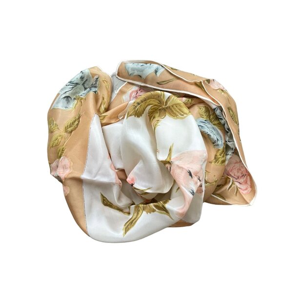 Vintage Rose Print Square Scarf Lightweight Boho Hippie Neck Wrap Bandana - Picture 2 of 4